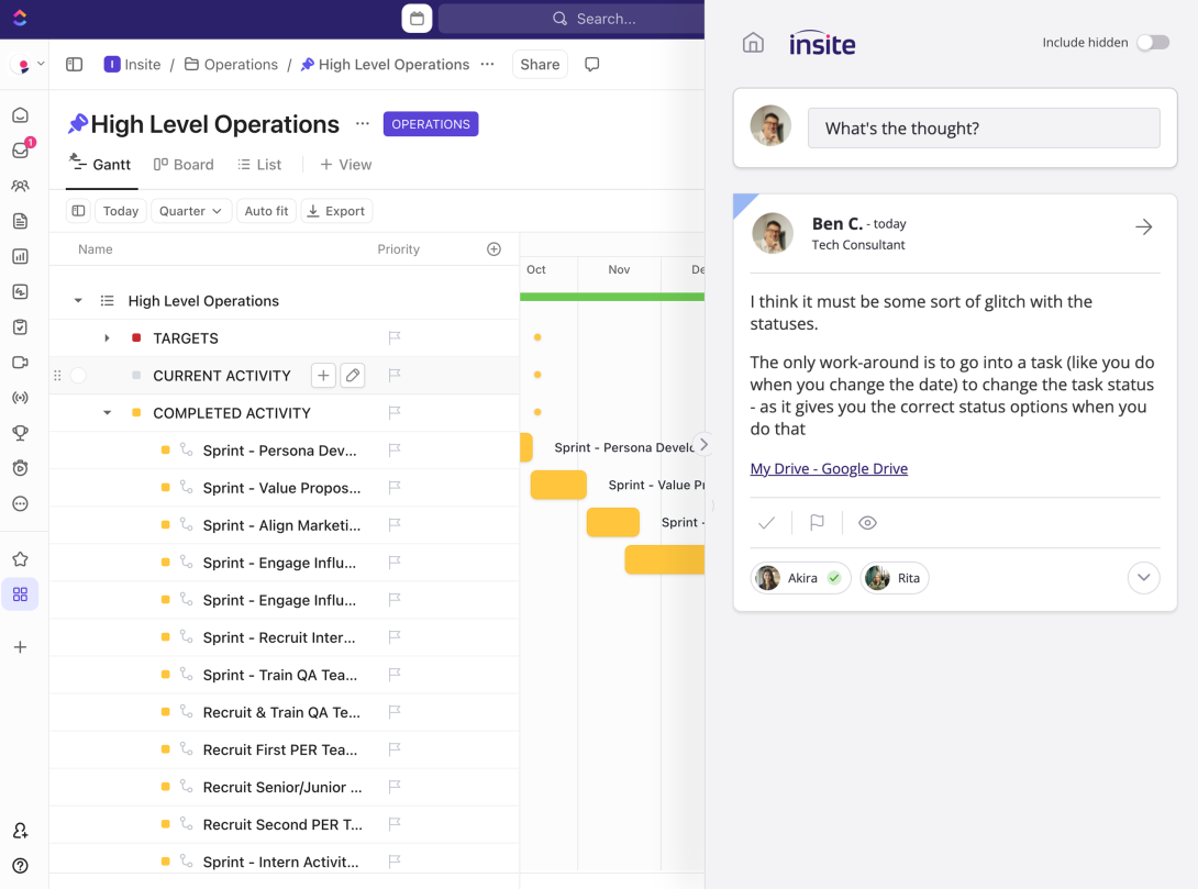insite on Clickup